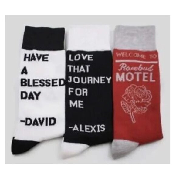 Schitt's Creek Rosebud Motel Red Crew Socks - Picture 5 of 6